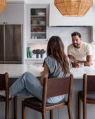 Ember Grey Seat / Maple Brown Leather Back / Walnut Frame