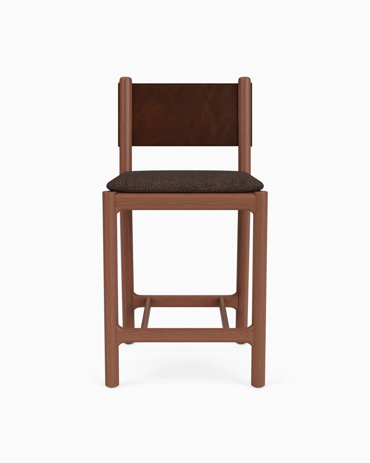 Ember Grey Seat / Maple Brown Leather Back / Walnut Frame