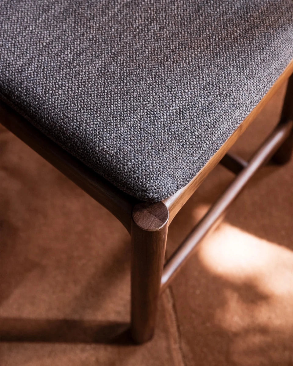 Ember Grey Seat / Maple Brown Leather Back / Walnut Frame