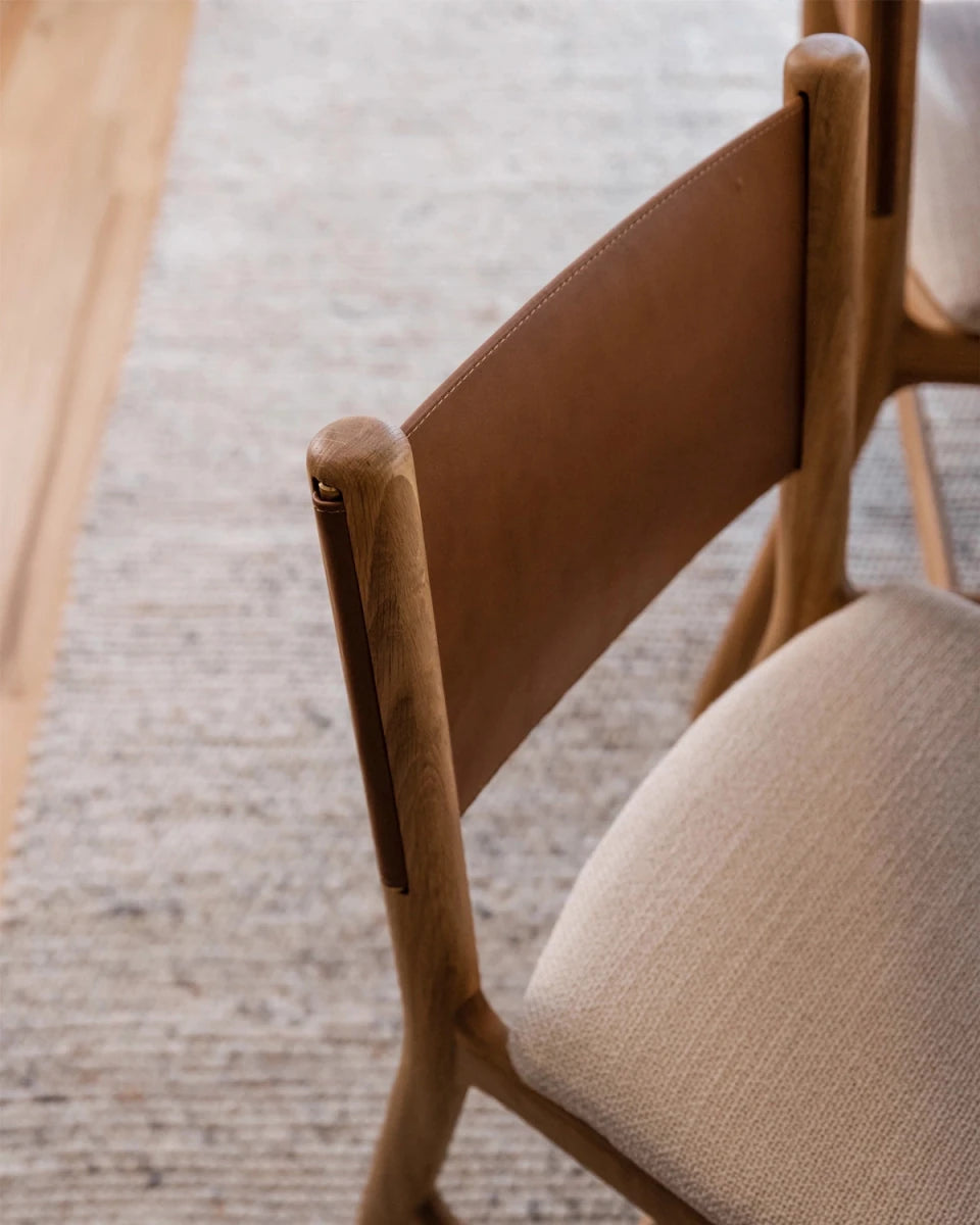 Oat Woven Seat / Saddle Leather Back / White Oak Frame