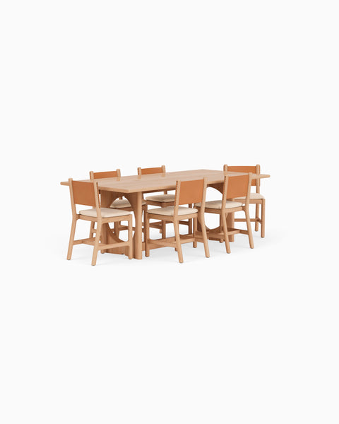 a table and chairs around each other