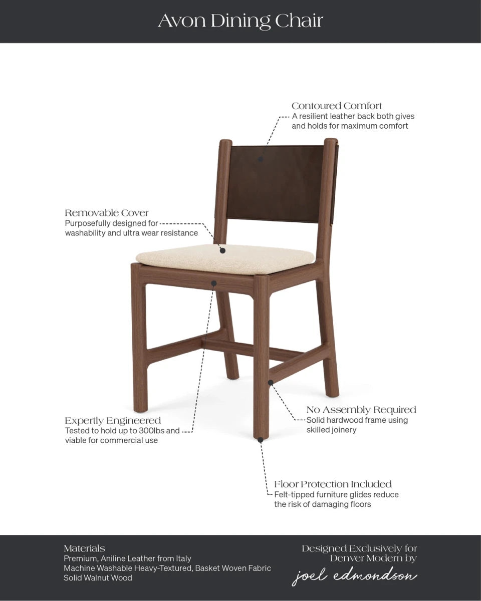 Oat Woven Seat / Maple Brown Leather Back / Walnut Frame