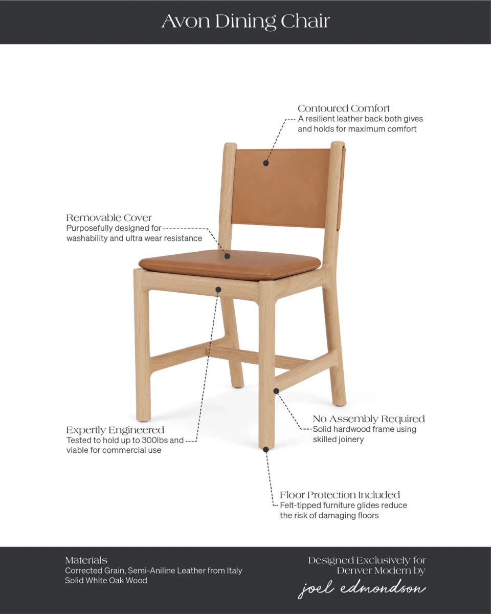 Saddle Leather Seat / Saddle Leather Back / White Oak Frame