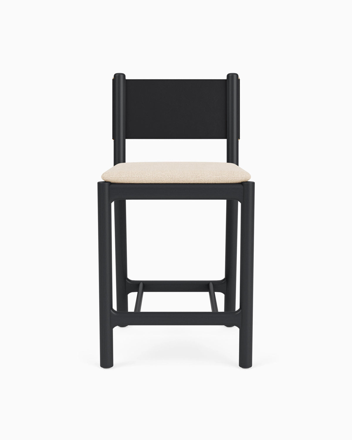 Oat Woven Seat / Black Leather Back / Ebony Oak Frame