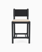 Oat Woven Seat / Black Leather Back / Ebony Oak Frame