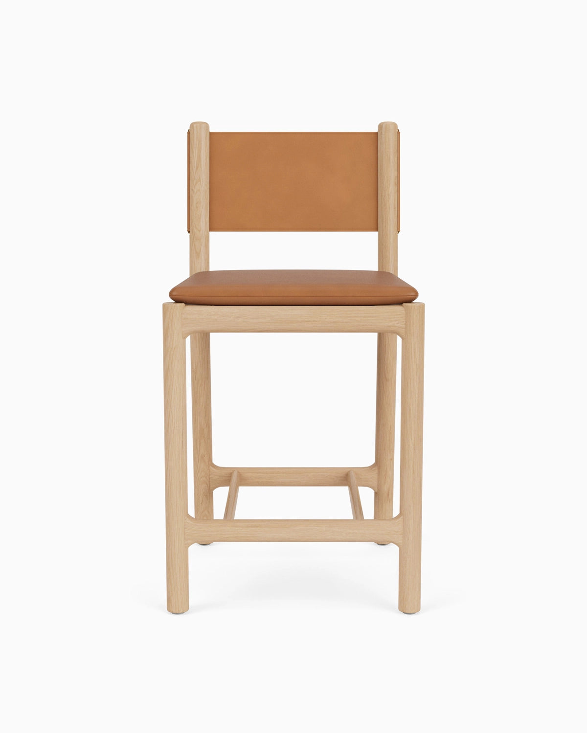 Saddle Leather Seat / Saddle Leather Back / White Oak Frame