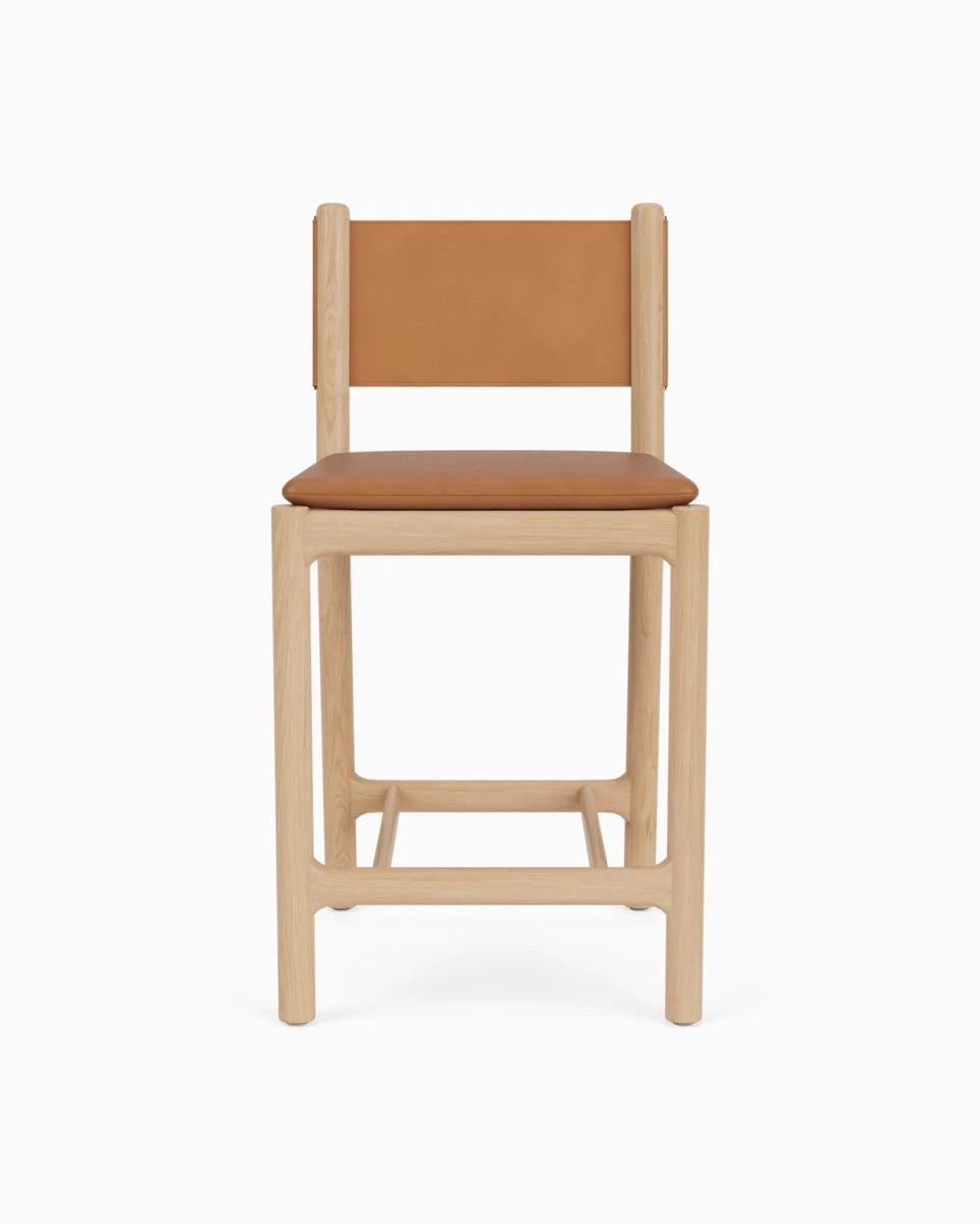 Saddle Leather Seat / Saddle Leather Back / White Oak Frame