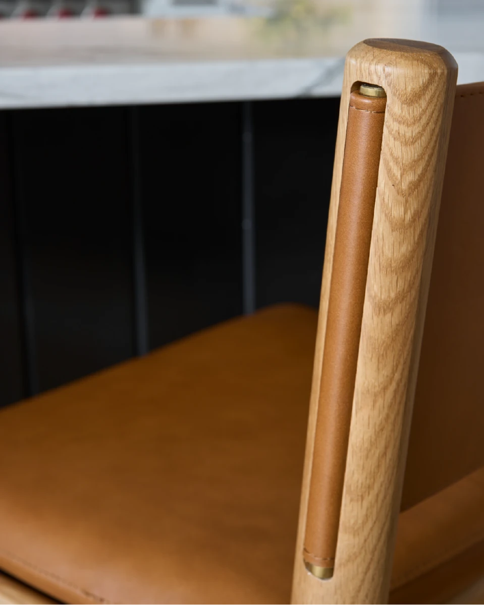 Saddle Leather Seat / Saddle Leather Back / White Oak Frame