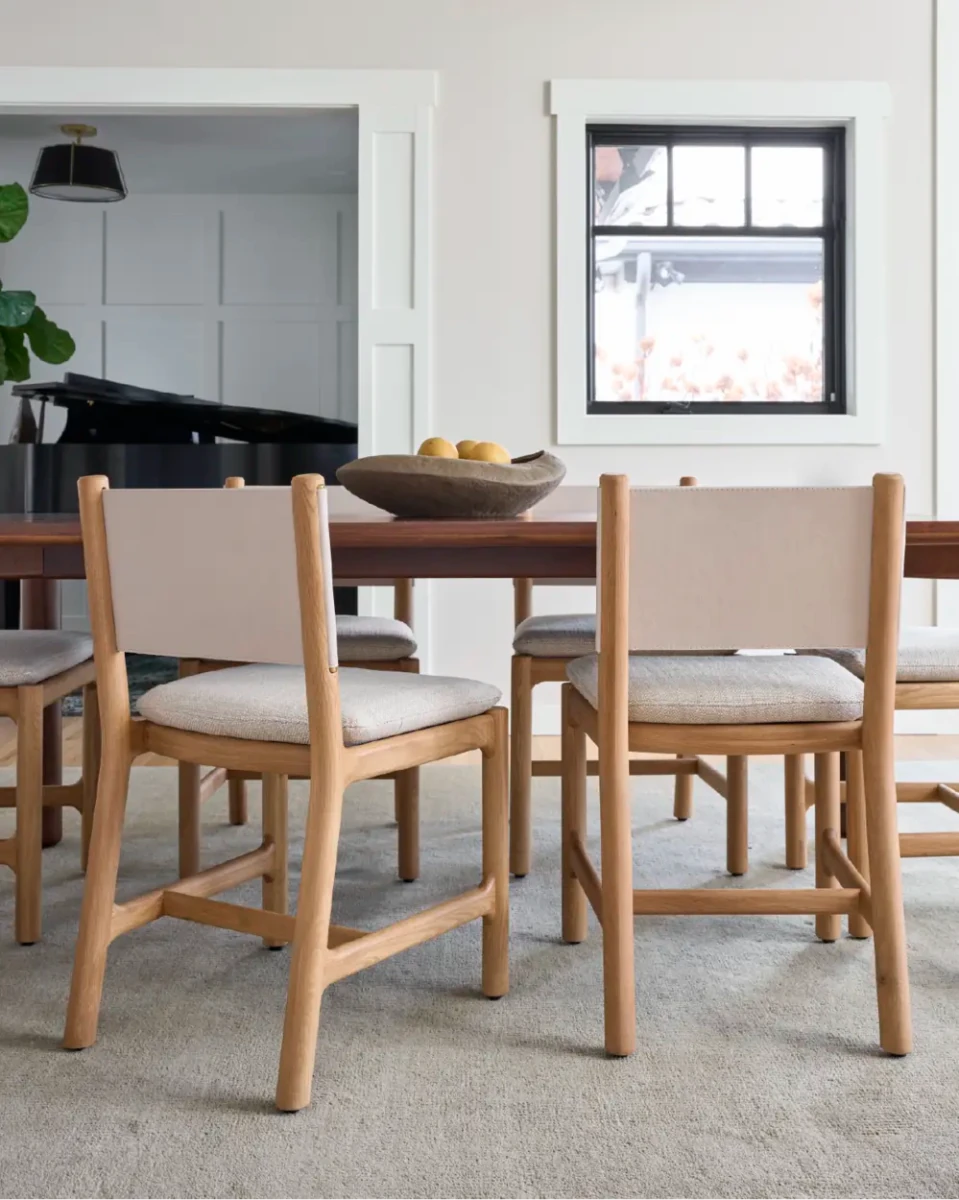 Latte Basketweave Seat / Pearl Leather Back / White Oak Frame