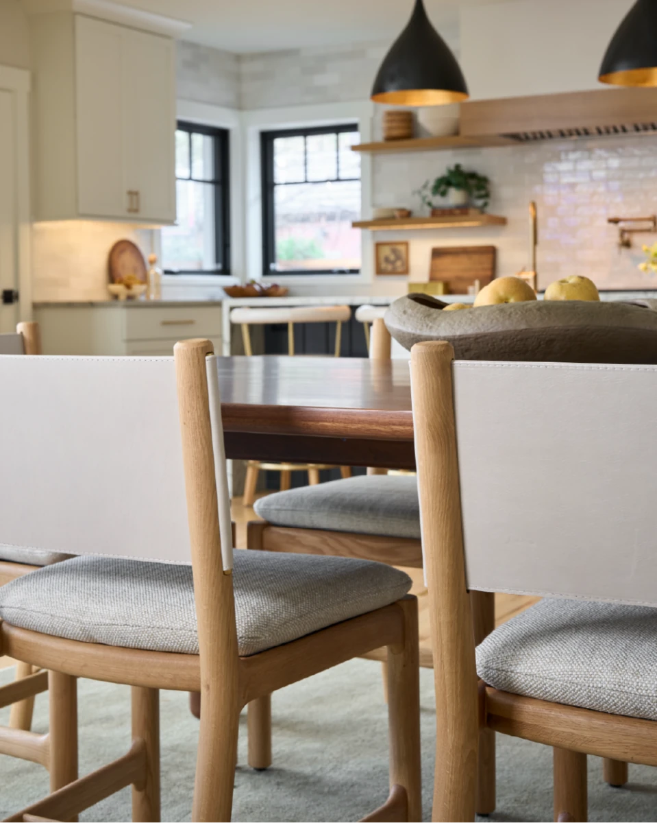 Latte Basketweave Seat / Pearl Leather Back / White Oak Frame