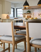 Latte Basketweave Seat / Pearl Leather Back / White Oak Frame