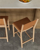 Saddle Leather Seat / Saddle Leather Back / White Oak Frame