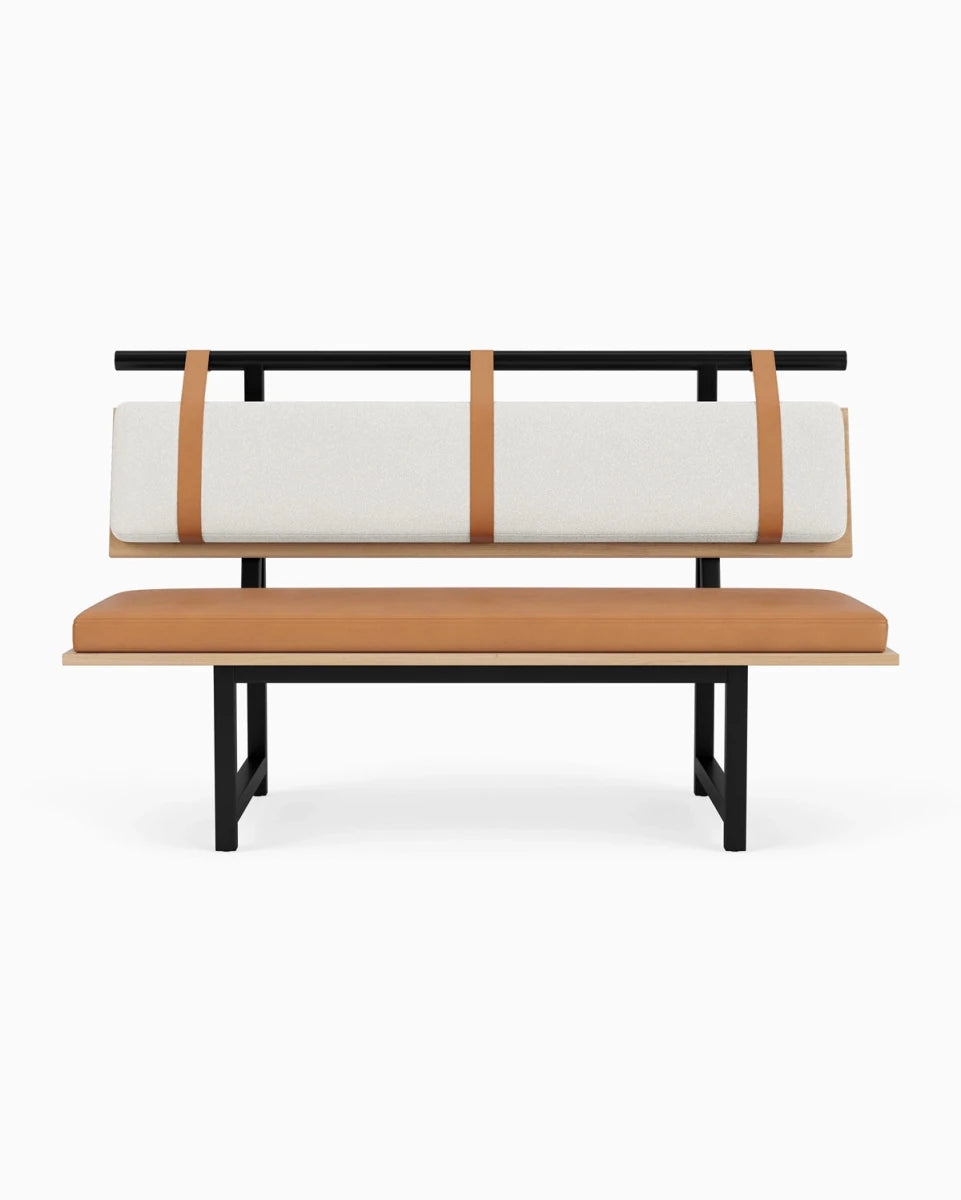 White Boucle / Saddle Leather / White Oak Deck / 60" Long