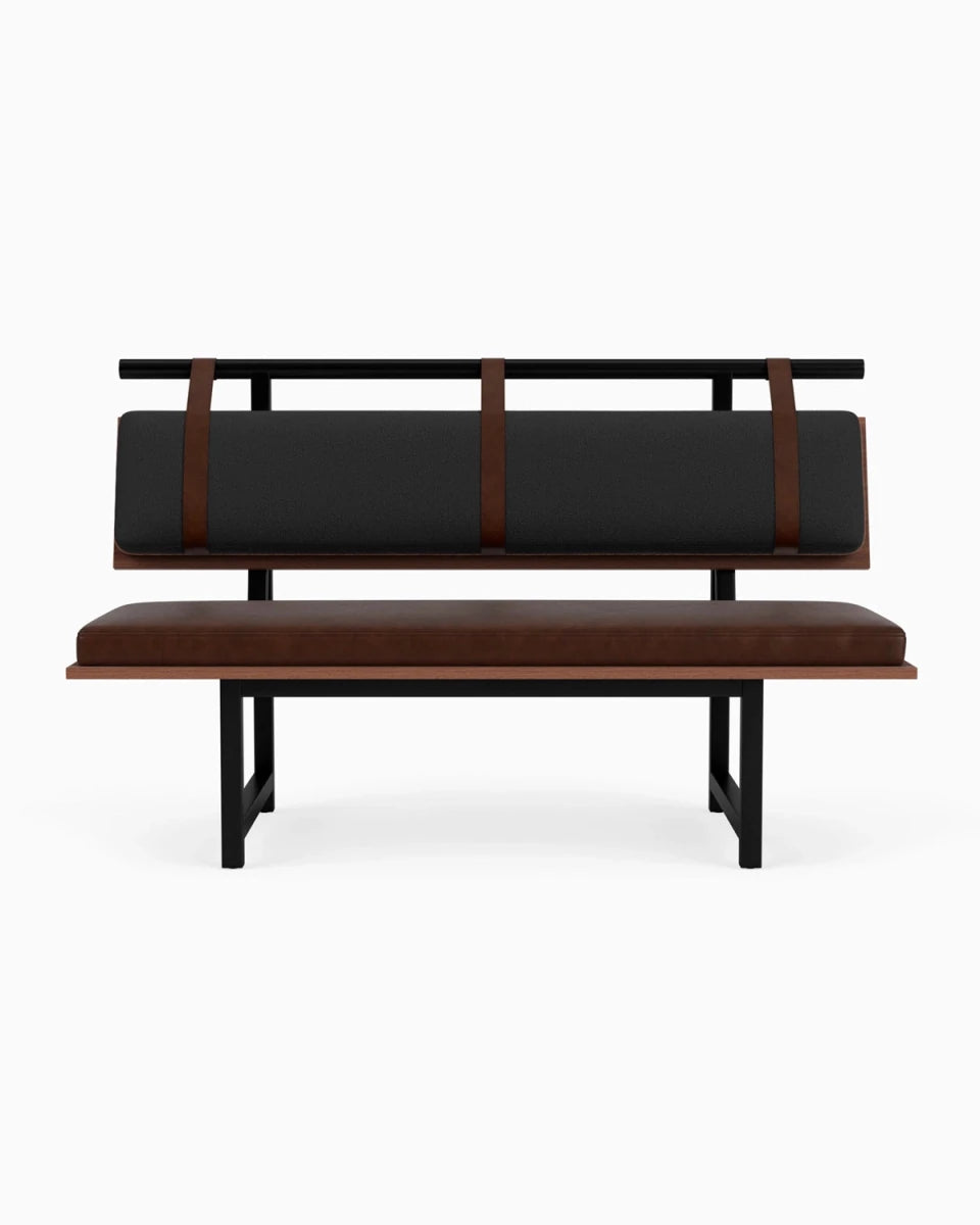 Charcoal Boucle / Maple Brown Leather / Walnut Deck / 60" Long