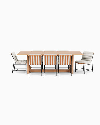 a table and chairs with a white background