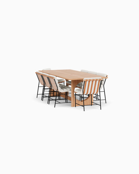 a table and chairs with a white background