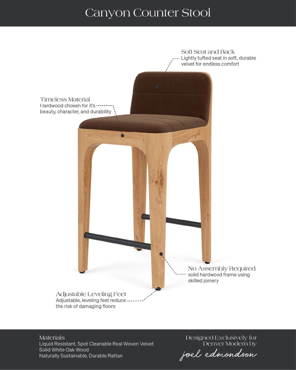 Cognac Velvet Seat / White Oak Frame