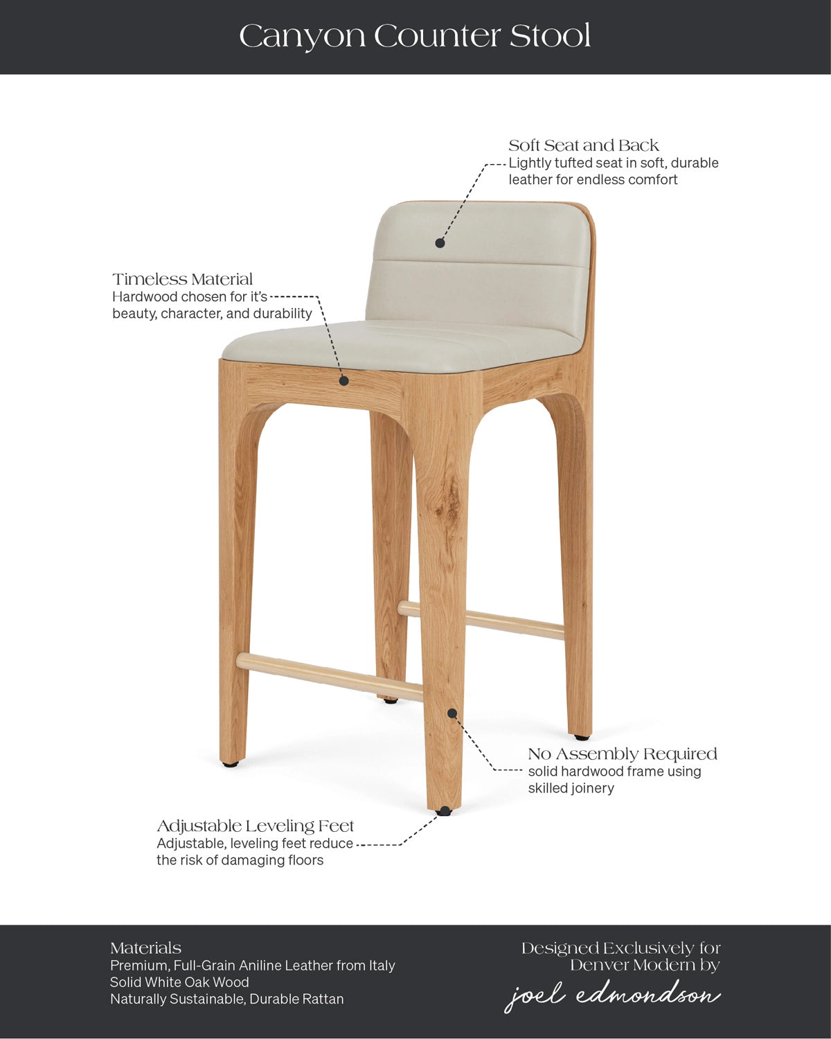 Pearl Leather Seat / White Oak Frame