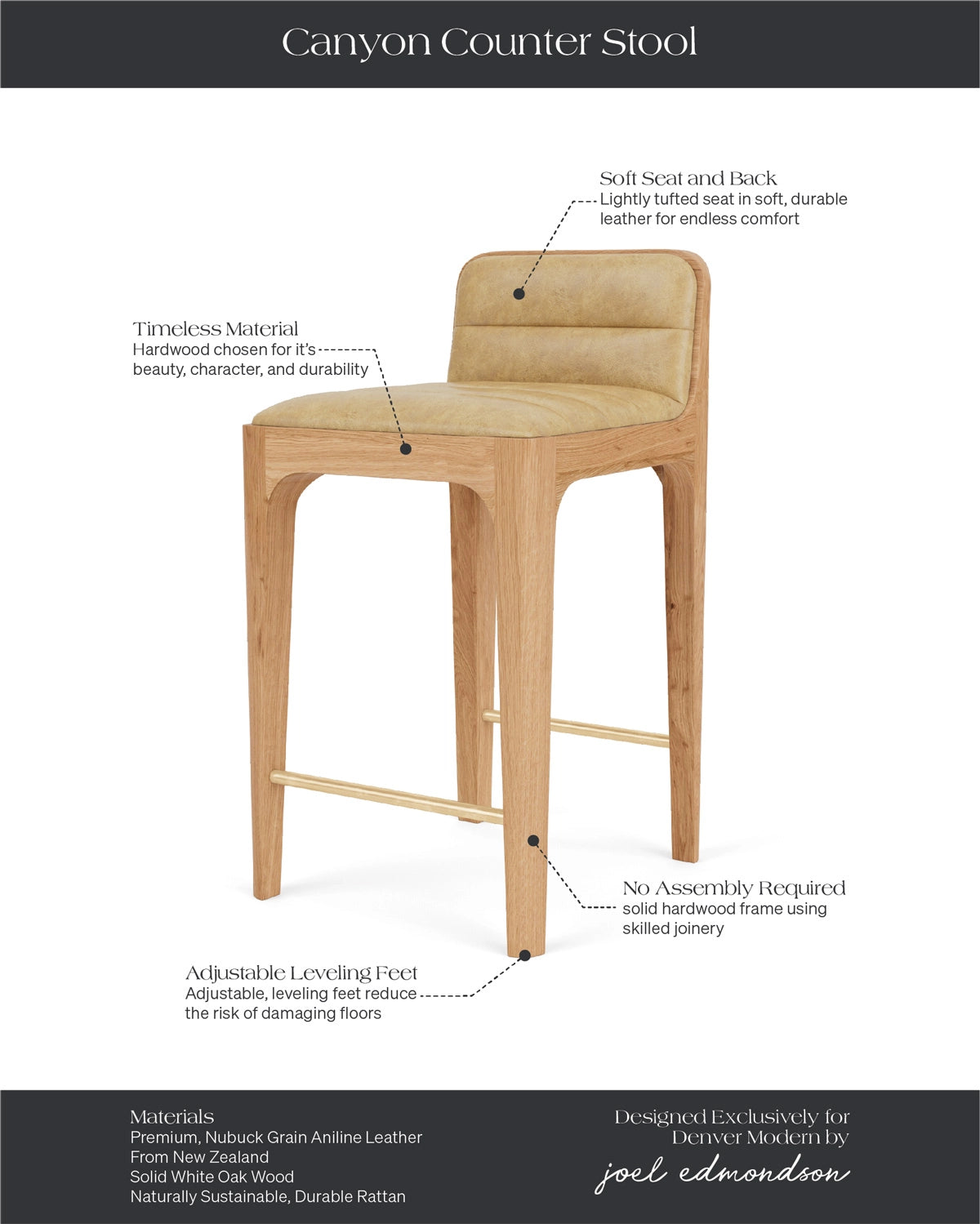 White Oak Frame / Sunflower Leather Seat