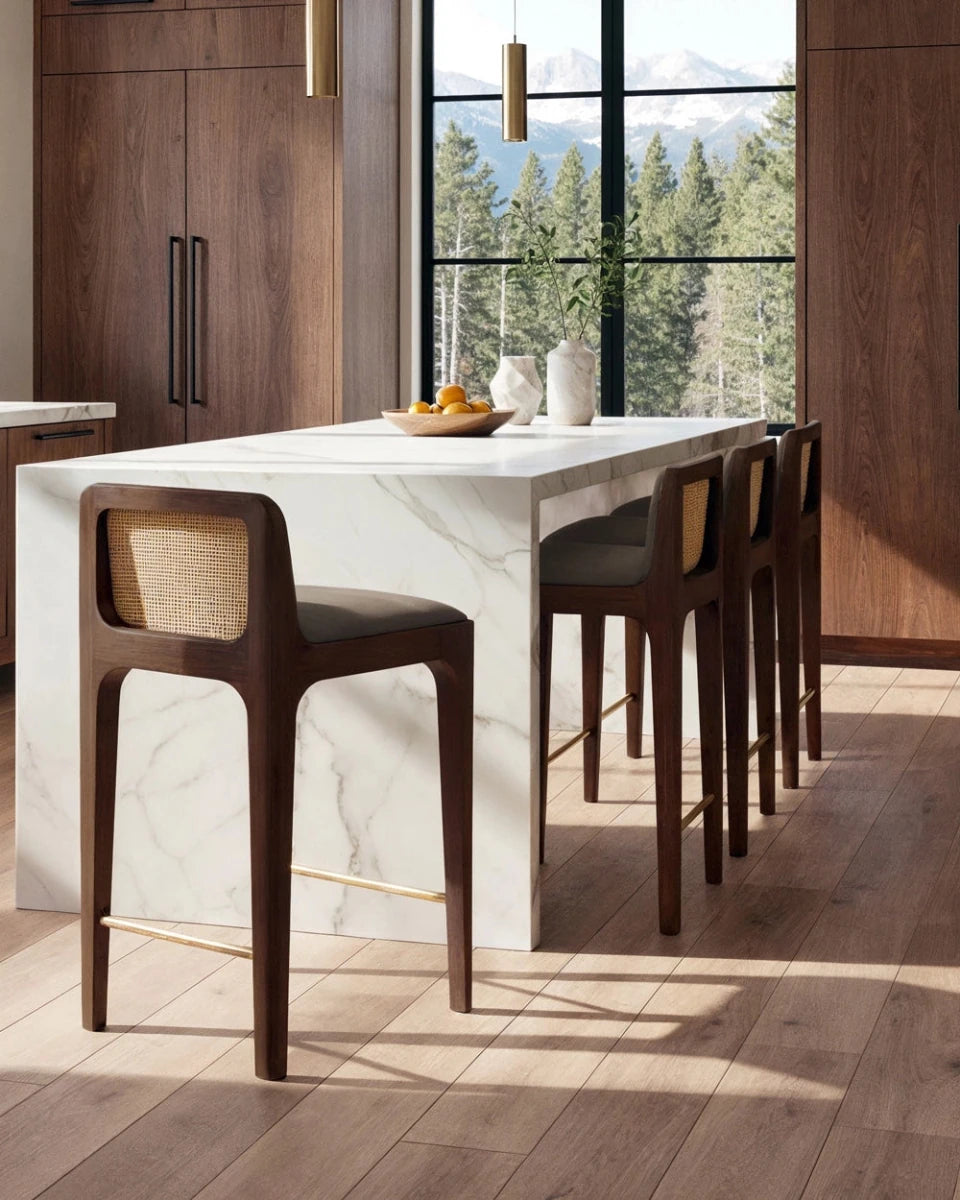 Mushroom Velvet Seat / Walnut Frame