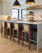 Black Leather Seat / Walnut Frame / Counter (27" Height)