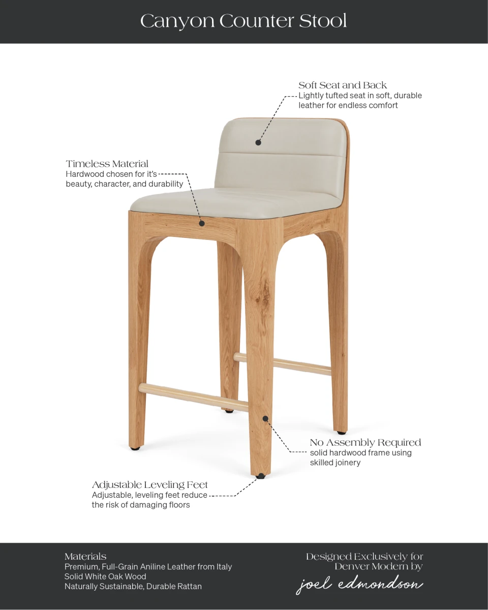 Pearl Leather Seat / White Oak Frame / Counter (27" Height)