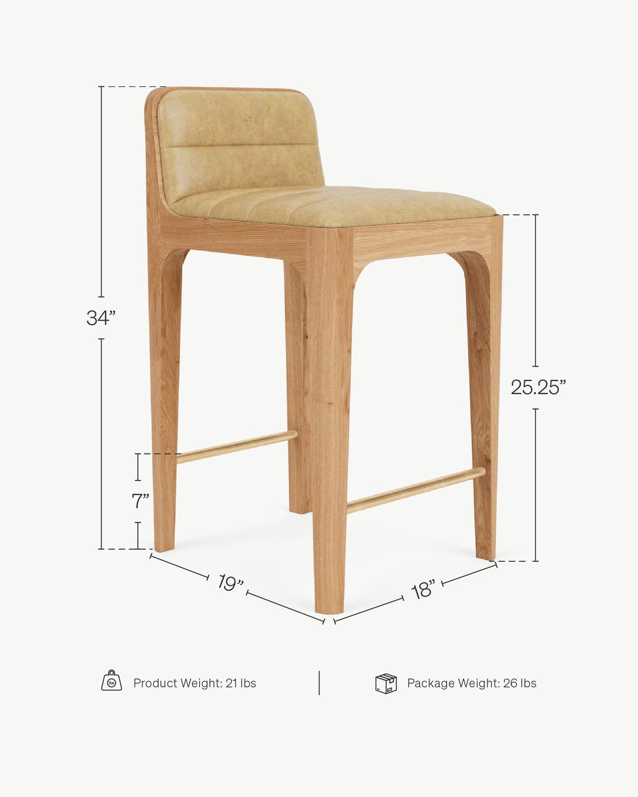 Wooden Stool Bar Chair Standard Size Canyon Counter Stool
