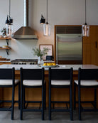 Oat Woven Seat / Black Leather Back / Ebony Oak Frame