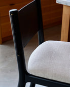 Oat Woven Seat / Black Leather Back / Ebony Oak Frame
