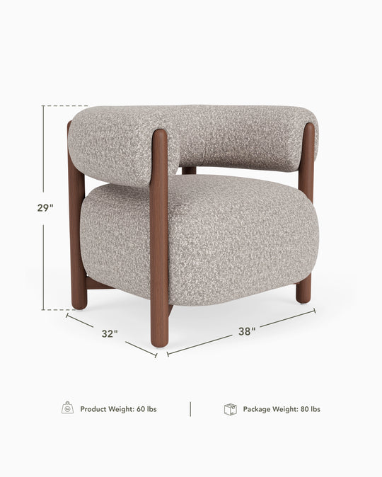 a chair with sizes and measurements