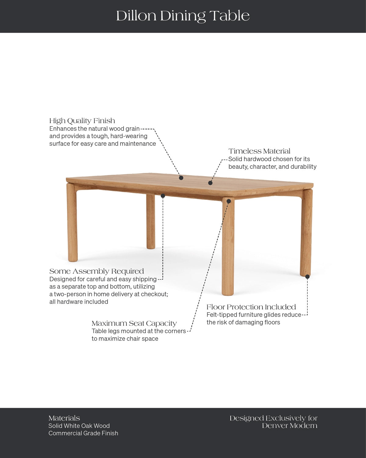 White Oak / 78" x 42" | Seats 6