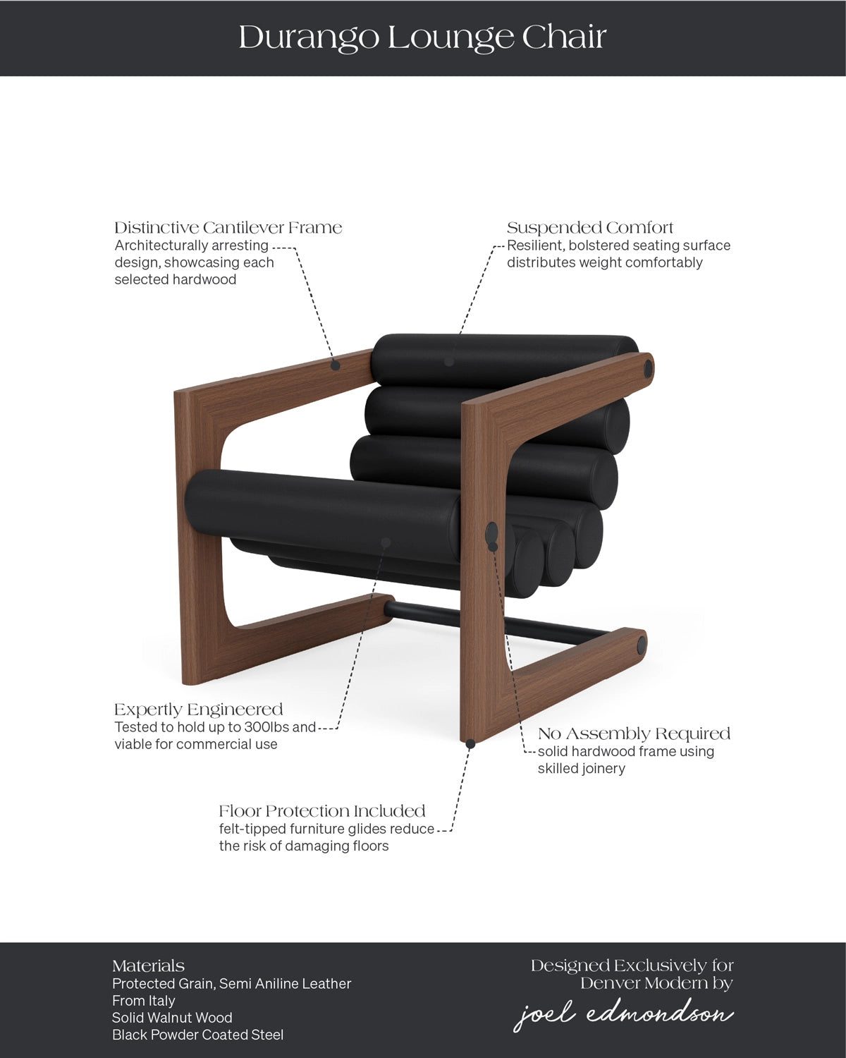 Walnut Frame / Black Leather