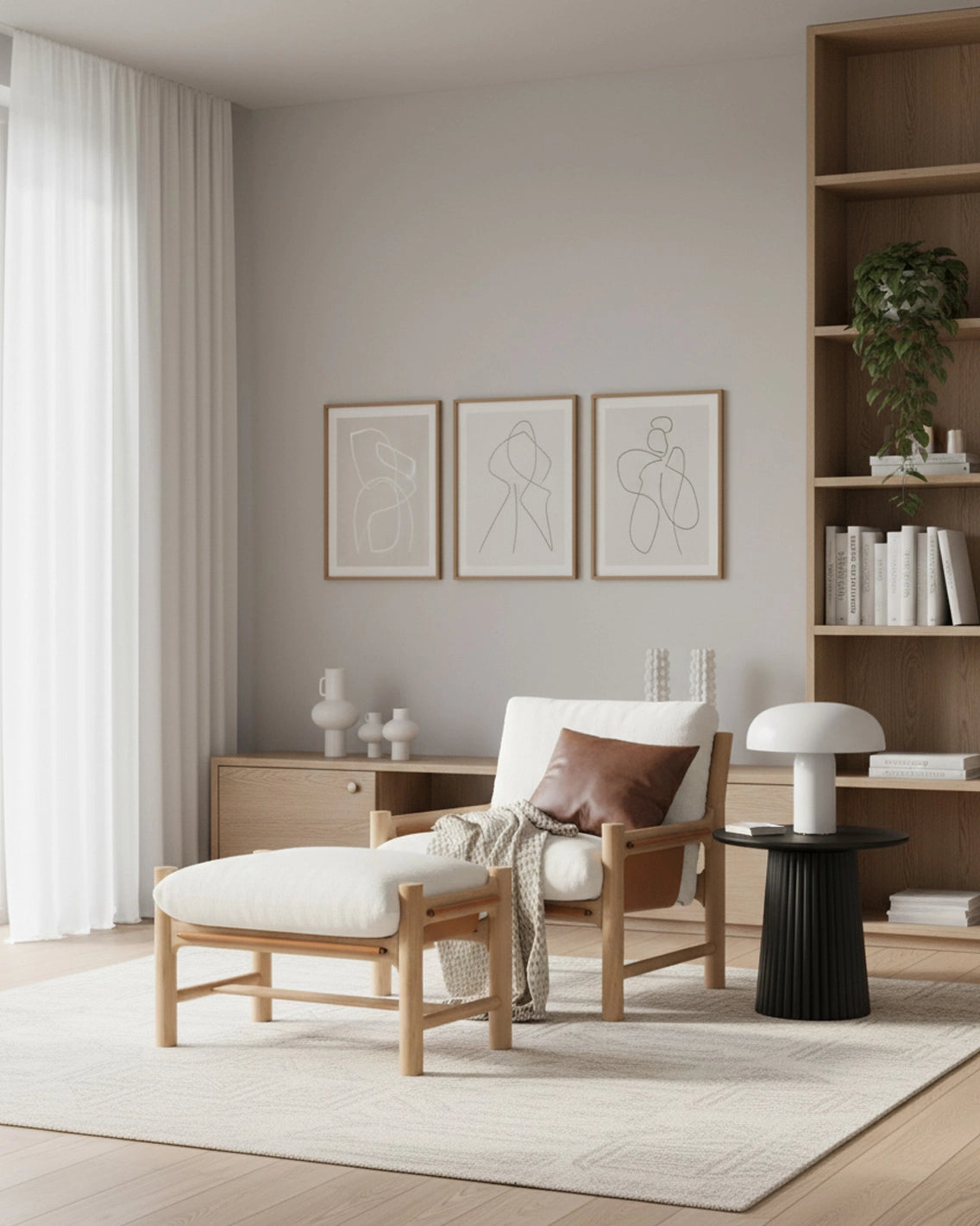 Dove FIQA Boucle / Saddle Leather / White Oak