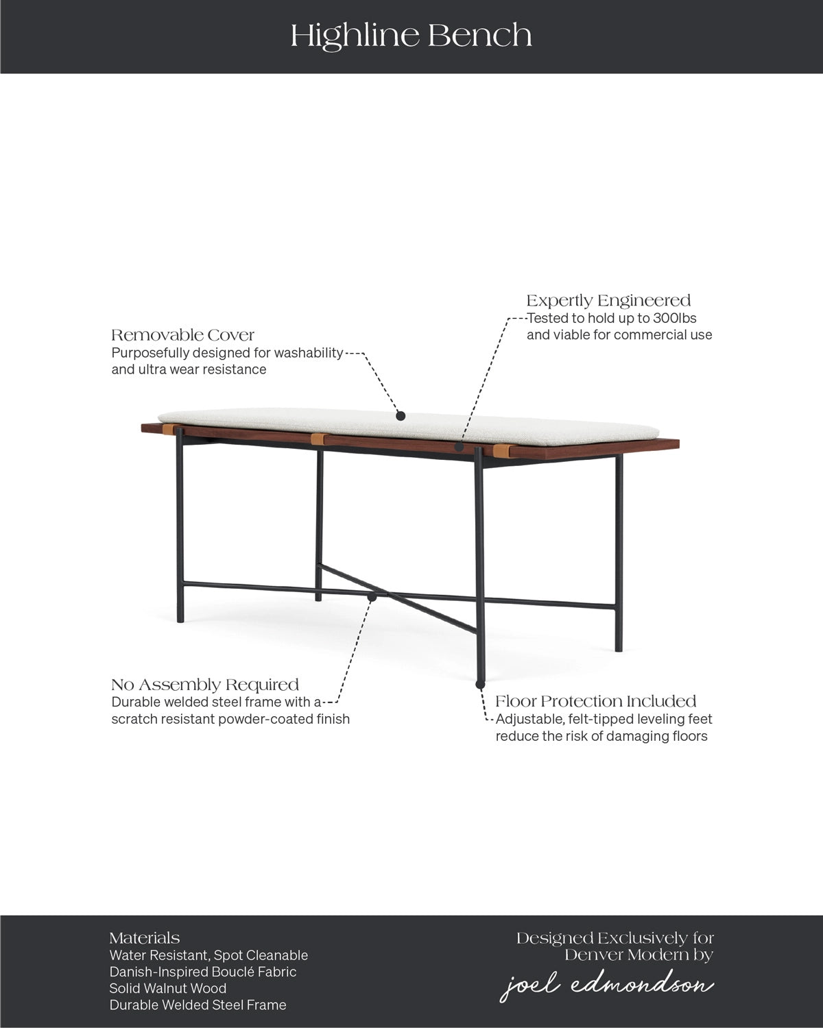 White Boucle / Walnut