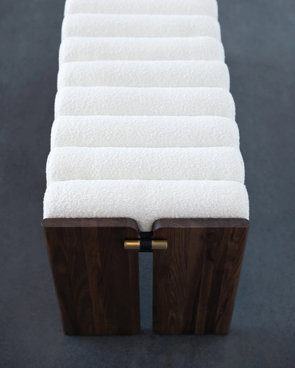 White Boucle / Walnut