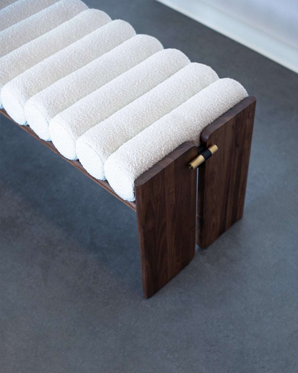 White Boucle / Walnut