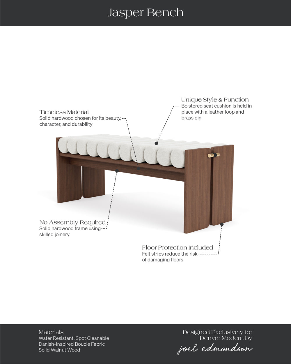 White Boucle / Walnut