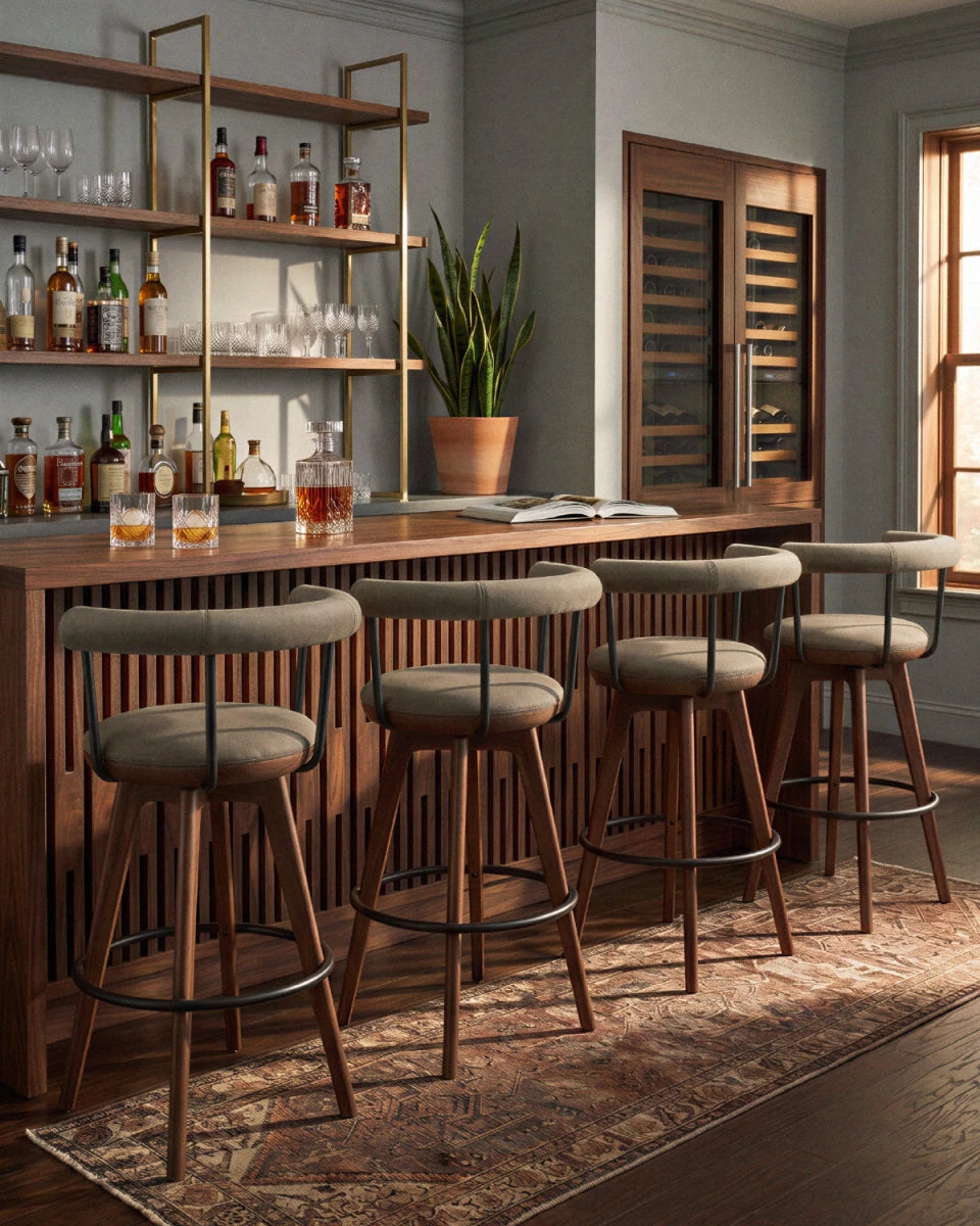 Mushroom Velvet / Walnut / Bar (31" Height)