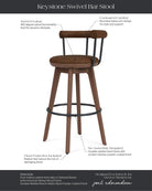 Chestnut Brown Leather / Walnut / Bar (31" Height)