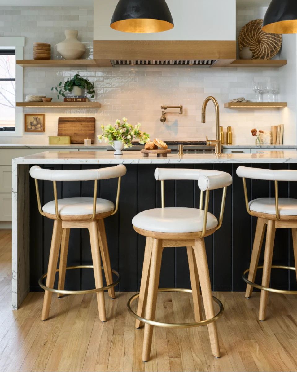 Pearl Leather / White Oak / Counter (25.5" Height)