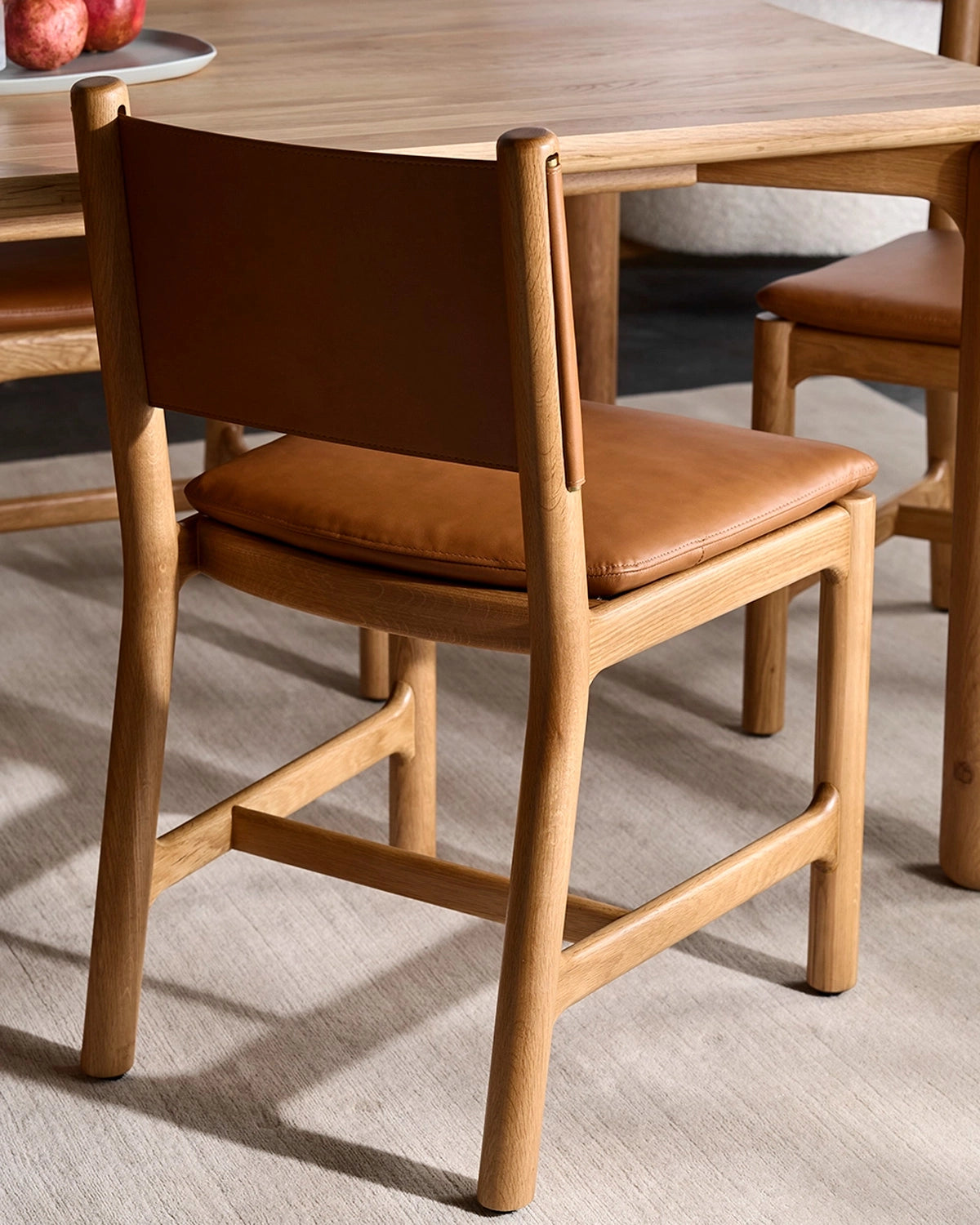 Saddle Leather Seat / Saddle Leather Back / White Oak Frame