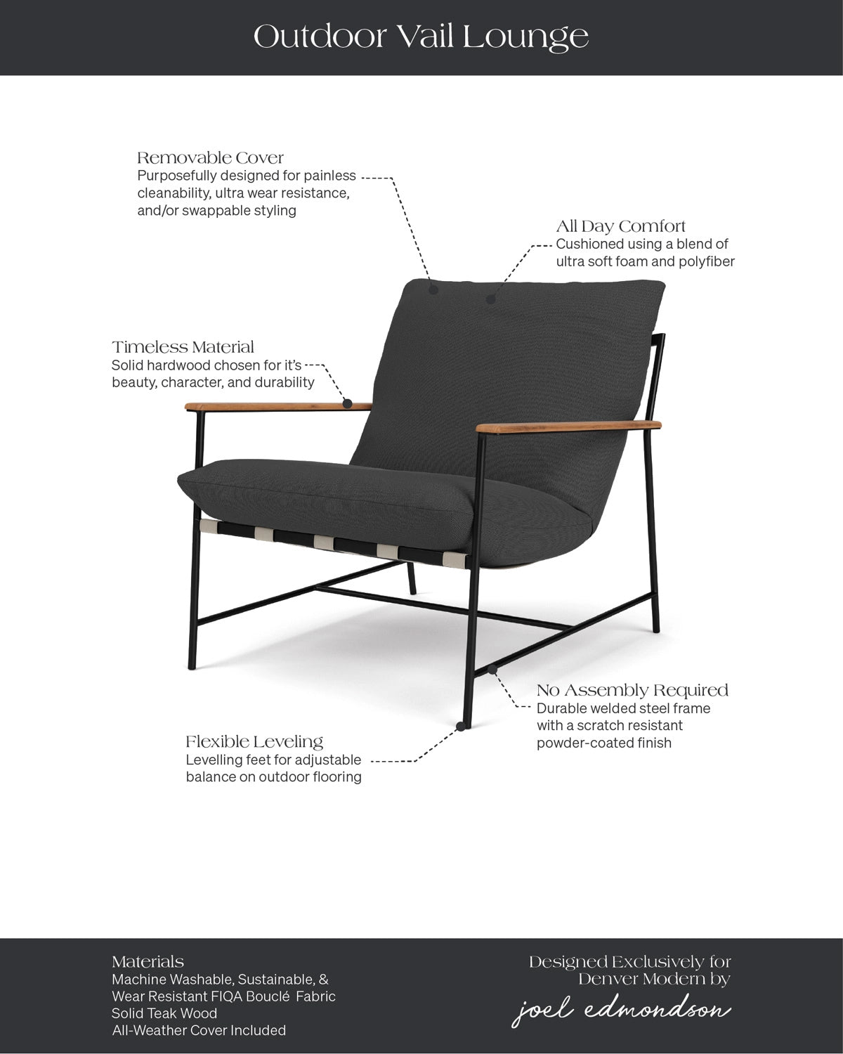 Slate FIQA Boucle with All-Weather Cover