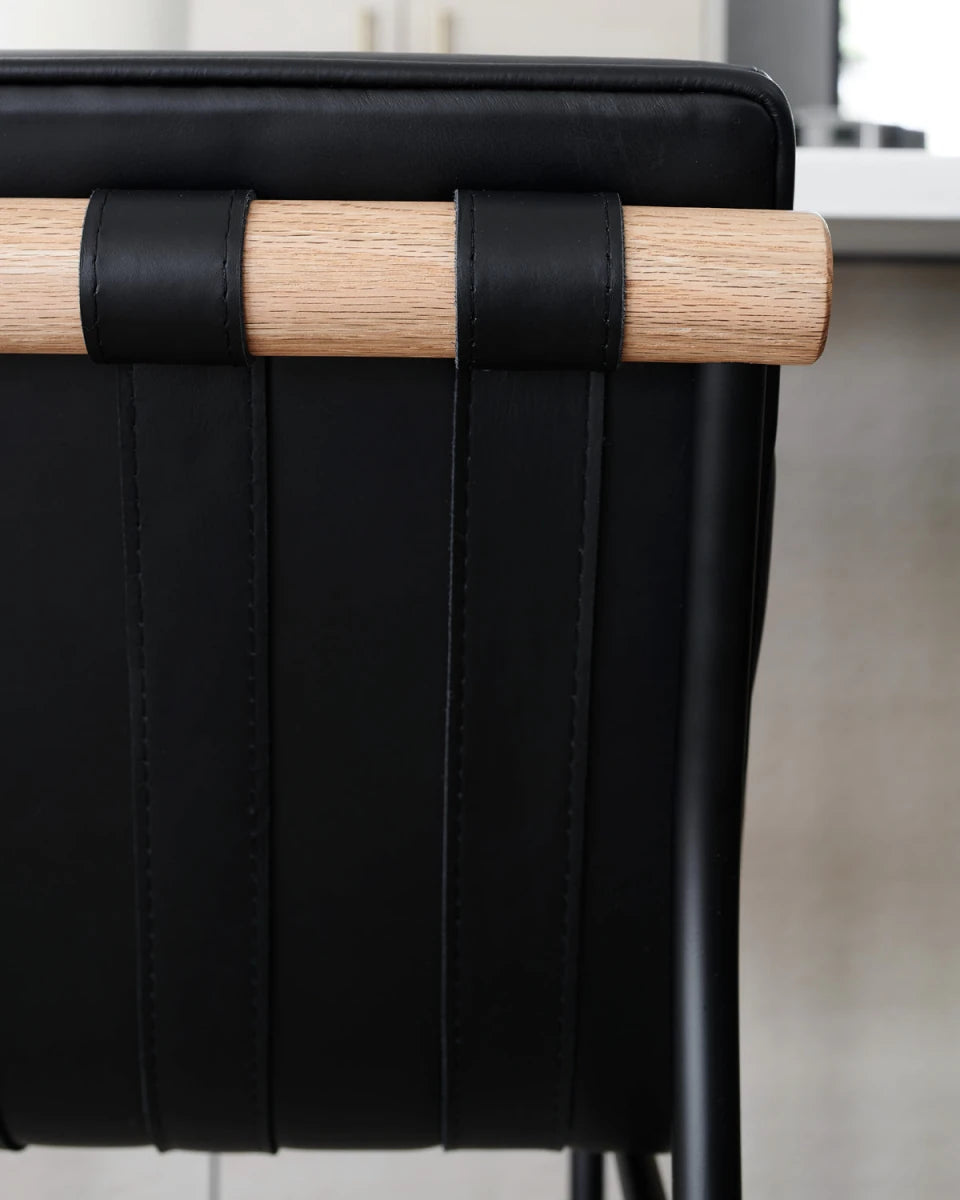 Black Leather / Black Leather Straps / White Oak / Counter (24" Height)