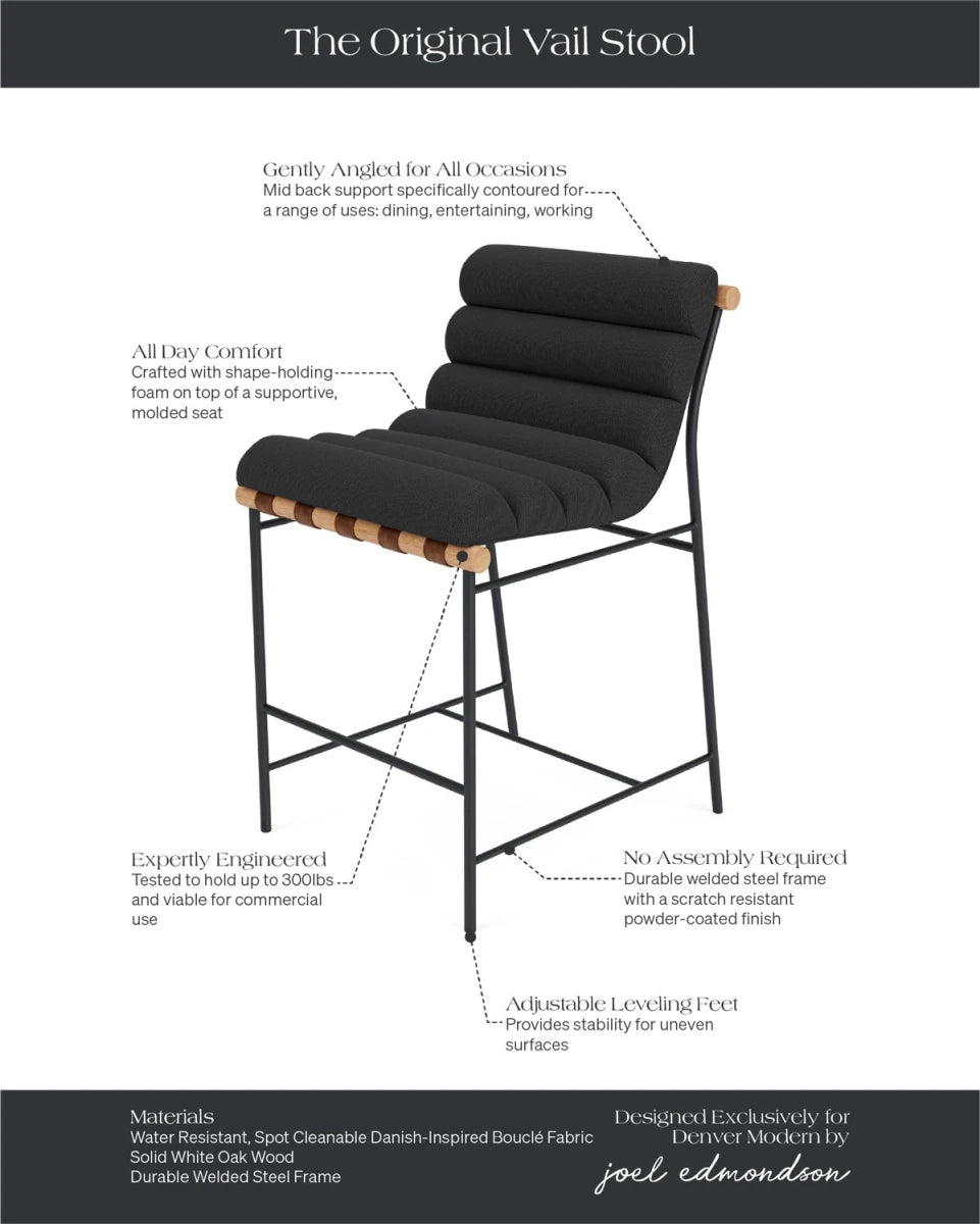 Charcoal Boucle / White Oak / Counter (24" Height)