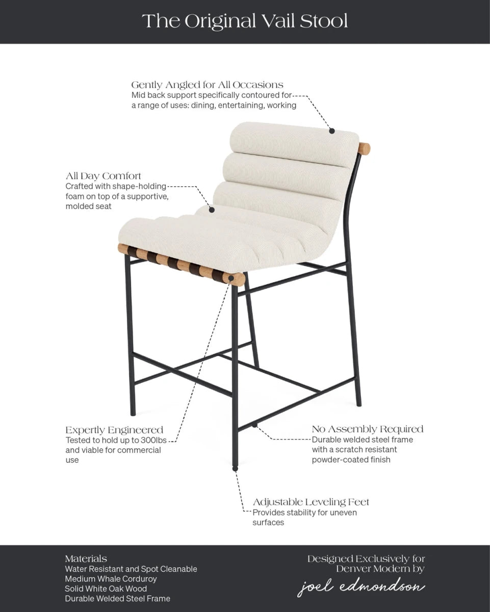 Cream Corduroy / White Oak / Counter (24" Height)