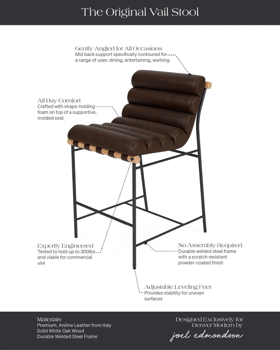 Maple Brown Leather / White Oak / Counter (24" Height)