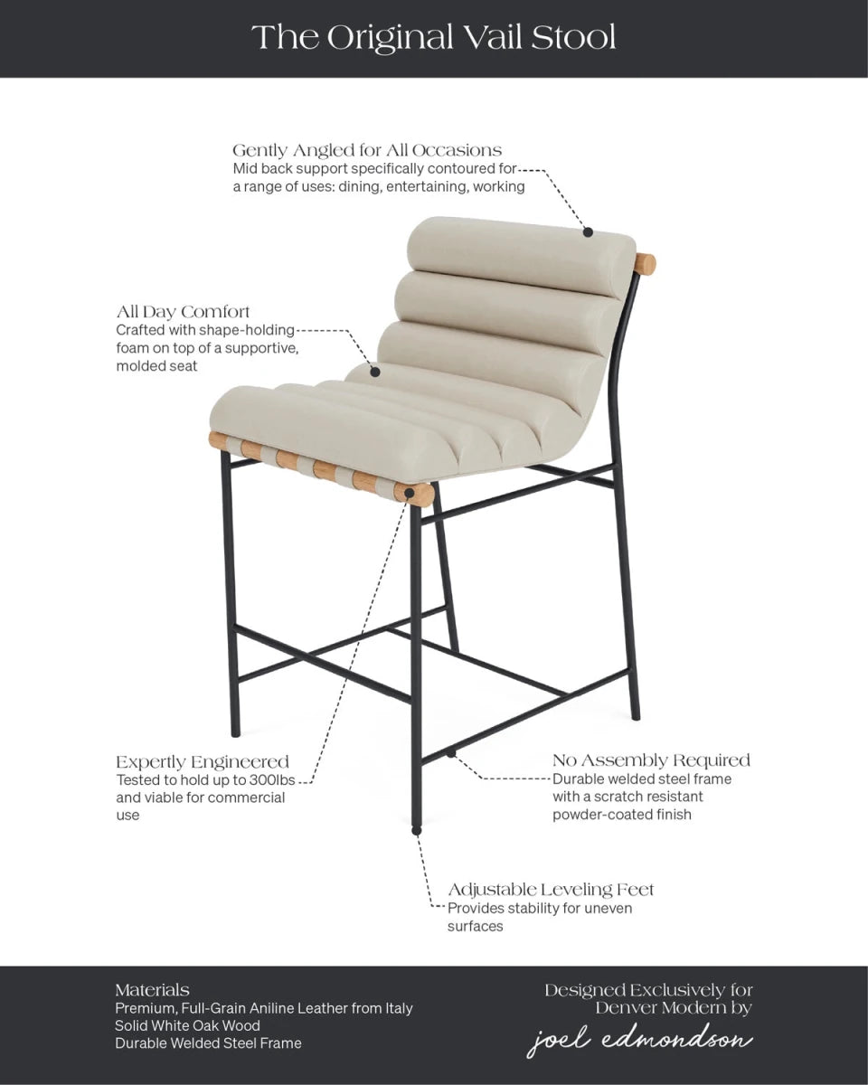 Pearl Leather / White Oak / Counter (24" Height)