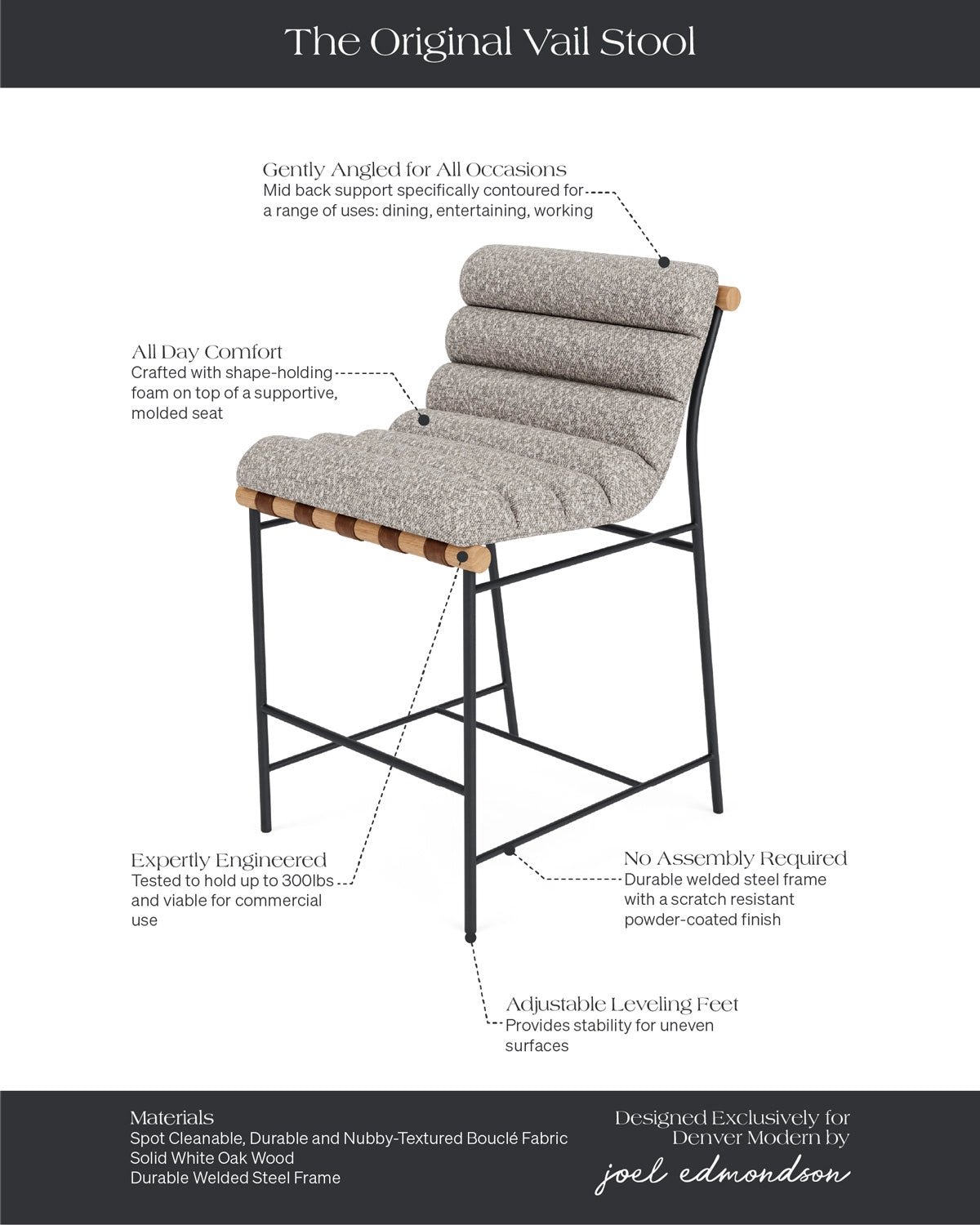 Stone Boucle / White Oak / Counter (24&quot; Height)