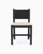 Oat Woven Seat / Black Leather Back / Ebony Oak Frame