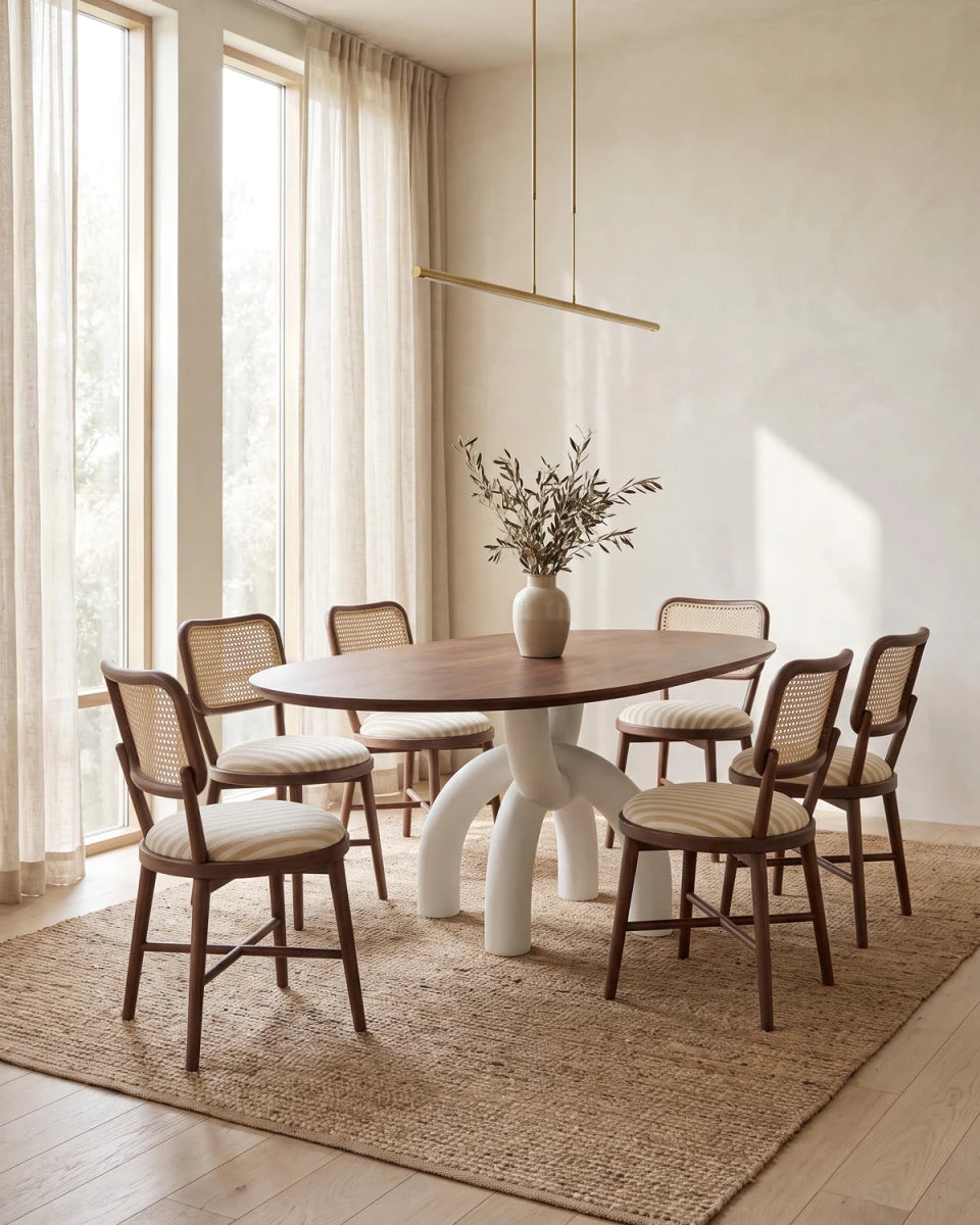 Walnut Top / White Plaster Base / 82" length | Seats 6